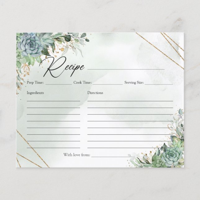 Boho verdure succulents eucalyptus or recette (Devant)