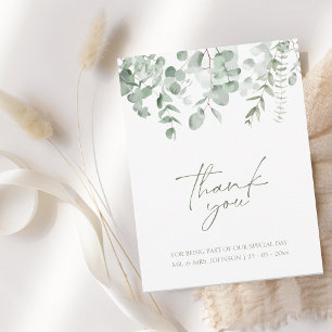 Boho Vert feuillage Eucalyptus Mariage Merci