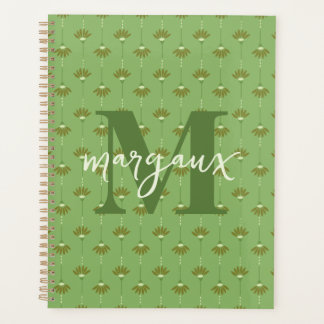 Boho vert Floral Nom du monogramme personnalisé
