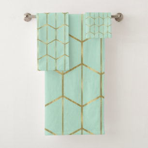Boho Vert Menthe Hexagone Or & Géométrique Glam