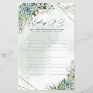 Boho vert succulent eucalyptus or Mariage A-Z