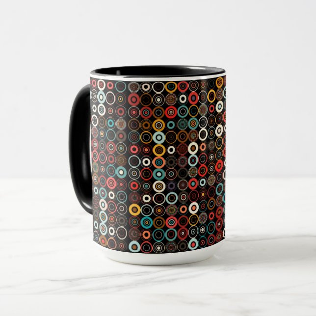 Boho Vibes Mug : Cercles rétro modernes (Devant gauche)