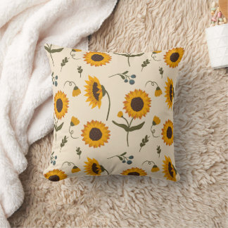 Boho Vintage Coussin de Jeté à Motif de Tournesol