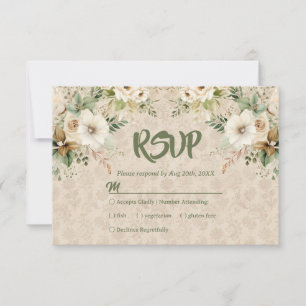 Boho Vintage Floral Botanical Wedding Carte RSVP
