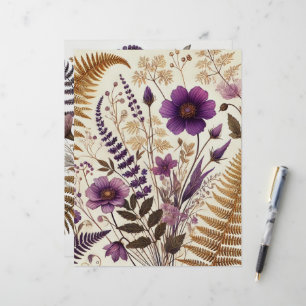 Boho violet et or Fleurs sauvages et ferns scrapbo