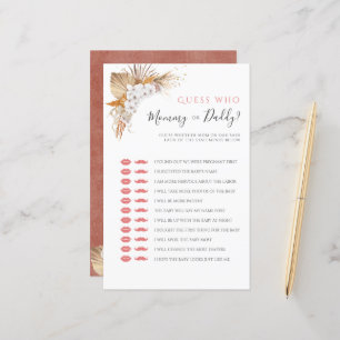 Boho Watercolor Baby shower Jeu Maman Ou Papa