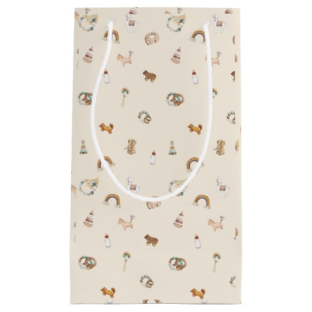 Boho Watercolor Baby shower Petit sac cadeau (Devant)