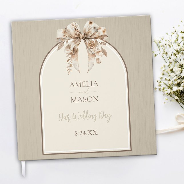 Boho Watercolor Bow Mariage livre d'hôtes (Fall Boho Arched Vintage Guest Book)