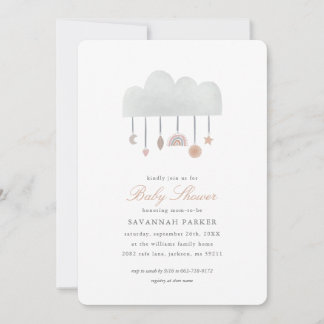 Boho Watercolor Cloud Genre Neutre Invitation