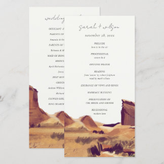 Boho Watercolor Desert Landscape Wedding Programme