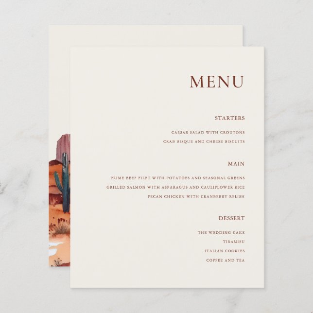 Boho Watercolor Desert Mariage (Devant / Derrière)