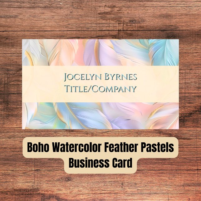 Boho Watercolor Feather Pastels Carte de visite (Boho Watercolor Feather Pastels Business Card)