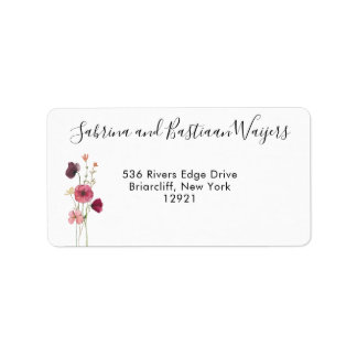 Boho Watercolor Fleurs sauvages retour Étiquettes