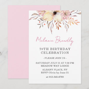 Boho Watercolor Floral 50e anniversaire Invitation