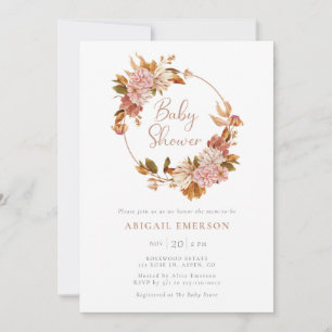 Boho Watercolor Floral Baby shower Invitation