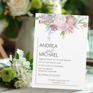 Boho Watercolor Floral Faire-part de mariage