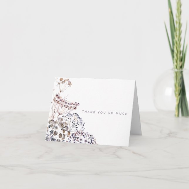 Boho Watercolor Floral Merci Cartes (Devant)