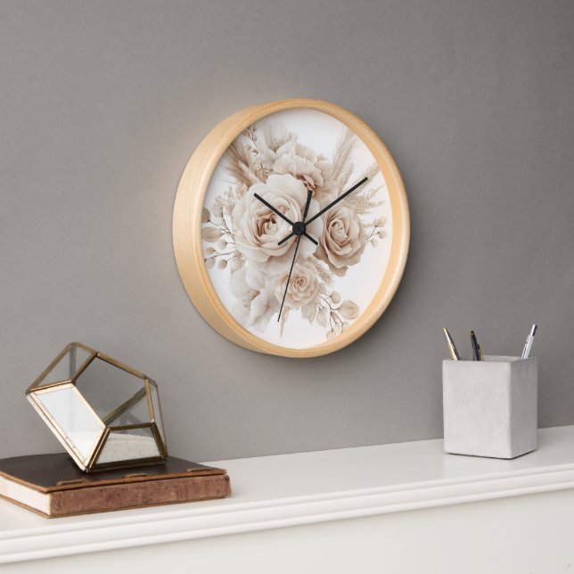 Boho Watercolor Horloge florale - Élégante et inte (Bureau)