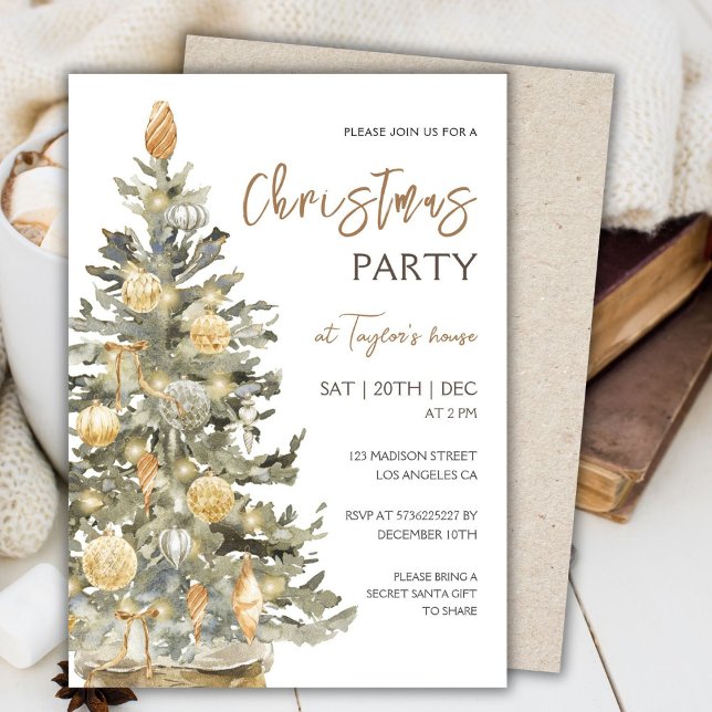 Boho Watercolor moderne Fête de Noël Invitation (Créateur téléchargé)