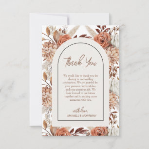 Boho Watercolor Pampas Mariage Carte de remercieme