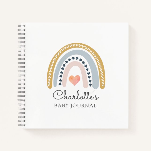 Boho Watercolor Rainbow Baby shower Carnet invité (Devant)