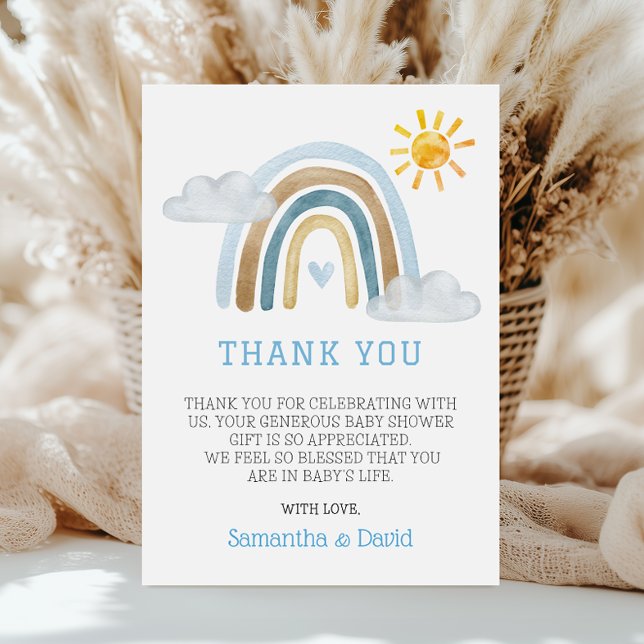 Boho Watercolor Rainbow Baby shower Carte de remer (Créateur téléchargé)