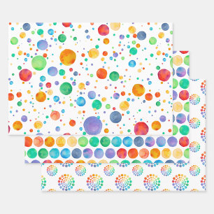 Boho Watercolor Rainbow Dot Wrapper Set Papier
