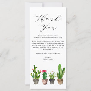 Boho Watercolor Succulents Carte de remerciements