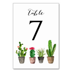 Boho Watercolor Succulents Numéro de tableau Carte