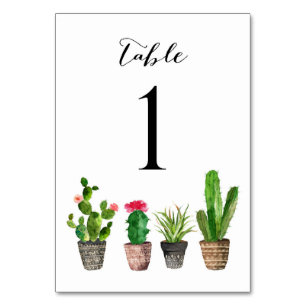 Boho Watercolor Succulents Numéro de tableau Carte