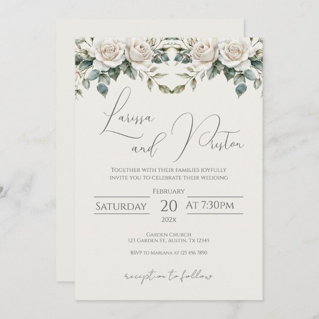 Boho Wedding Invitation (Devant / Derrière)