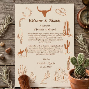 Boho Western Bienvenue et merci note Mariage
