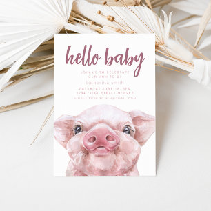 Boho Western Piggy Thème Baby shower Invitation