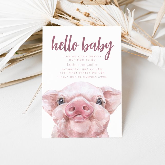 Boho Western Piggy Thème Baby shower Invitation (Créateur téléchargé)