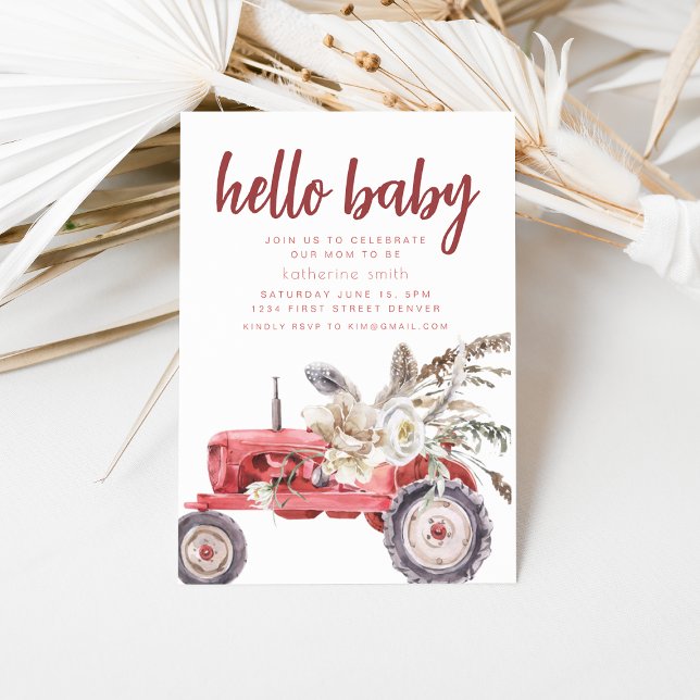 Boho Western Tractor Thème Baby shower Invitation (Créateur téléchargé)