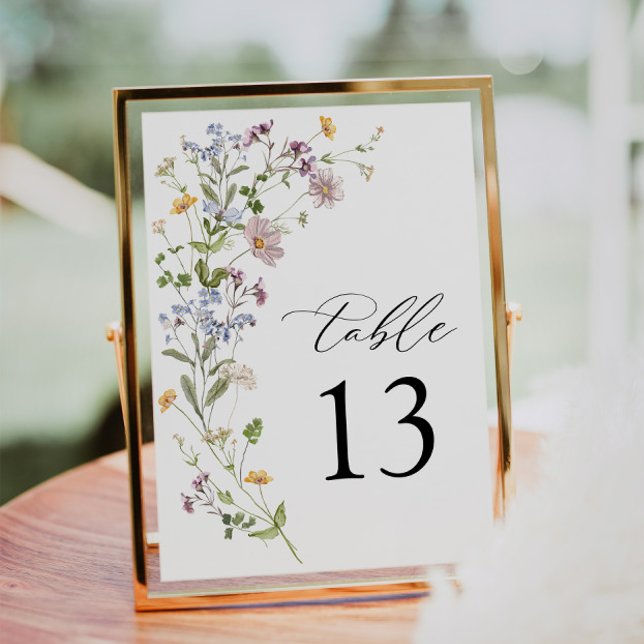Boho Whimsical Fleur sauvage Mariage Numéro de tab (Wedding Table Number)