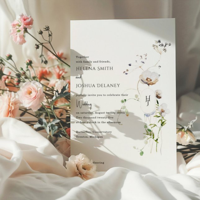 Boho Whimsical Floral Faire-part de mariage - Élég (Créateur téléchargé)
