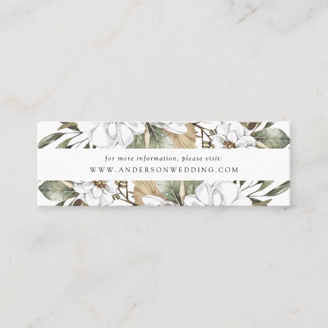 Boho White Floral & Green Mariage Cartes de site W (Devant)