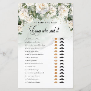 Boho White Roses Or vert Il a dit Elle a dit