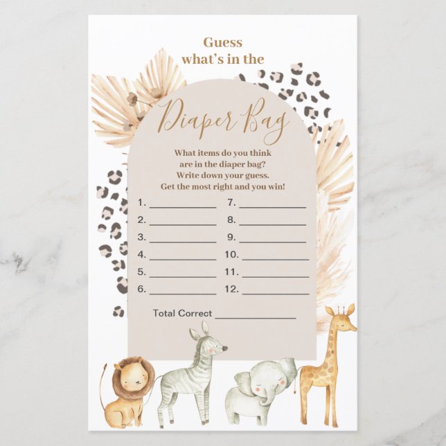 Boho Wild Animals Devinez ce qu'il y a dans le sac (Devant)