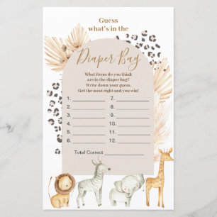 Boho Wild Animals Devinez ce qu'il y a dans le sac