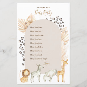 Boho Wild Animals Prières pour Baby Sign