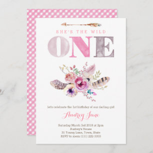 Boho Wild ONE Premier anniversaire Invitations pou