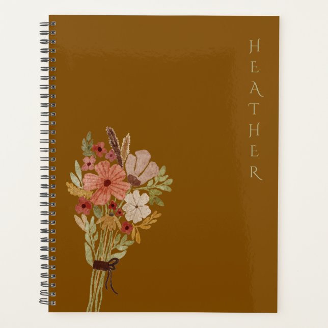 Boho Wildflower Personalized Brown Gift for Her (Devant)