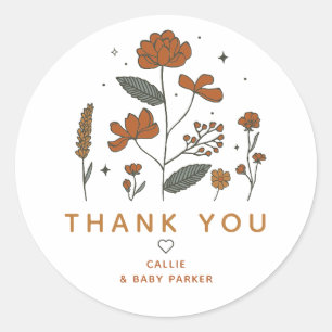 Boho Wildflowers Merci Sticker