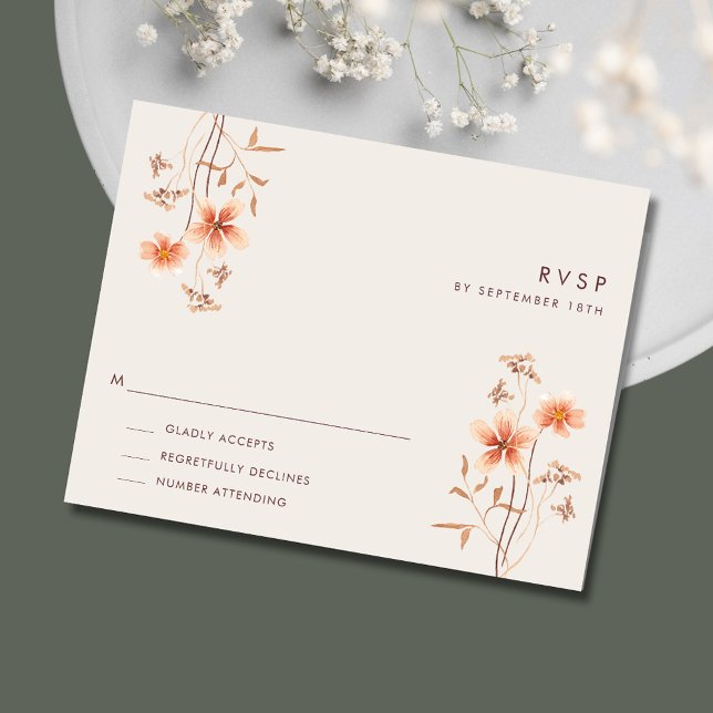 Boho Wildlfower Mariage extérieur rustique RSVP (Boho Wildlfower Rustic Outdoor Wedding RSVP)