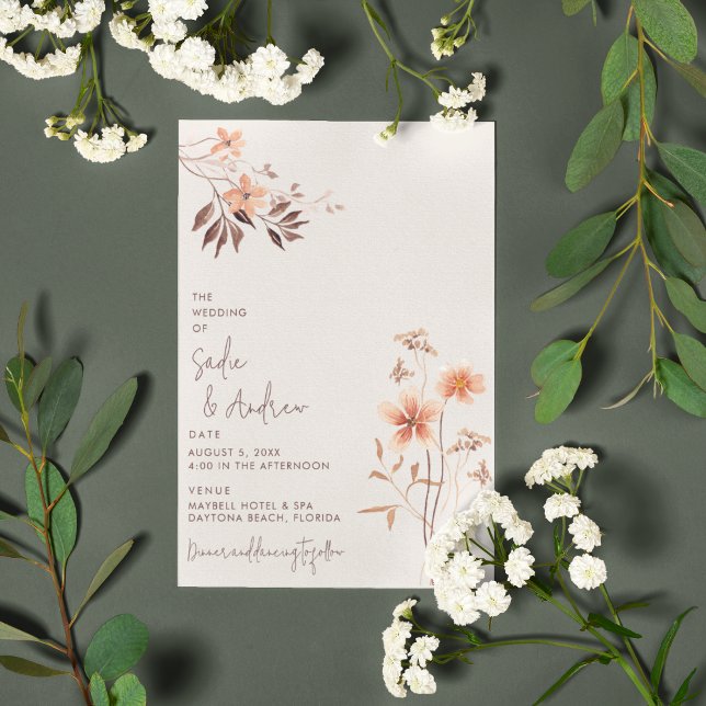 Boho Wildlfower Rustic Outdoor Faire-part de maria (Boho Wildlfower Rustic Outdoor Wedding Invitation)