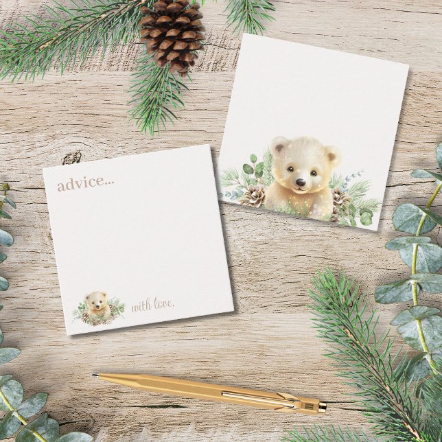 Boho Winter Bear Baby shower Cartes de conseil (elegant cream gender neutral winter baby shower advice cards for the mommy to be parents to be)