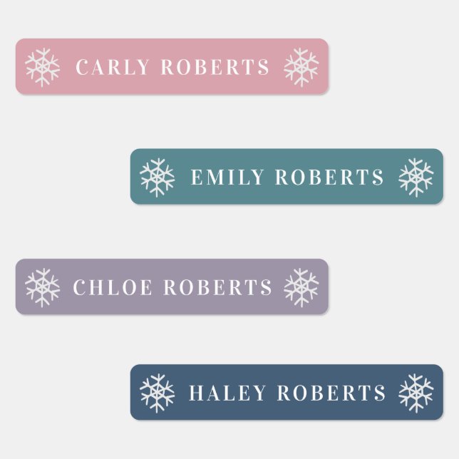 Boho Winter Snowflake Enfants Nom Étiquettes étanc (Groupe)