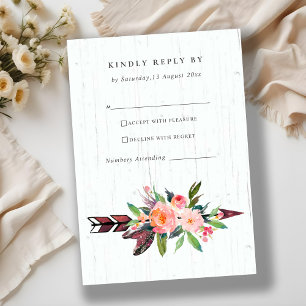 BOHO WOOD COUNTRY BLUSH FLROW FLORAL MARIAGE RSVP